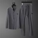 ensemble jogging armani promo high quality stand collar pants set dark grey